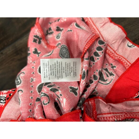 Venus Red Paisley Print Off Shoulder Baby Doll Romper Size M - Picture 9 of 10